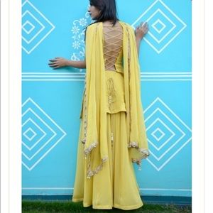 NWOT size XL yellow lace back sharara Bollywood